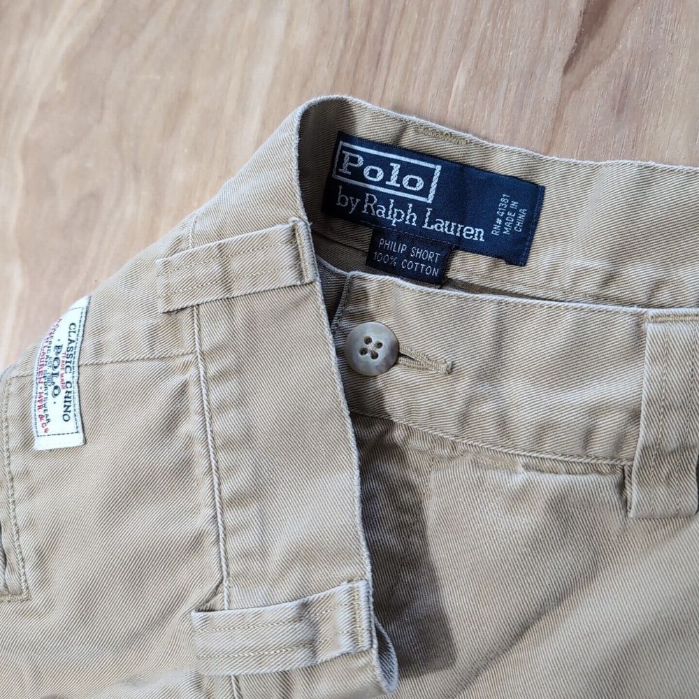 VTG Polo Ralph Lauren 34 x 8" Stone Philip Short Casual Chino‎ Shorts 32" Waist